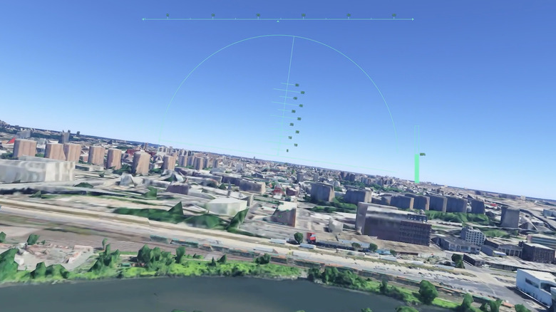 Ein Screenshot des Flugsimulators von Google Earth während eines Fluges über der South Bronx