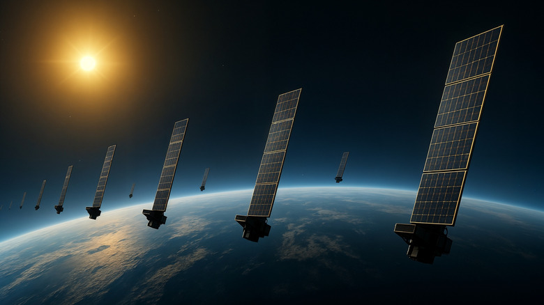 Künstlerische Darstellung von Satelliten im Formationsflug