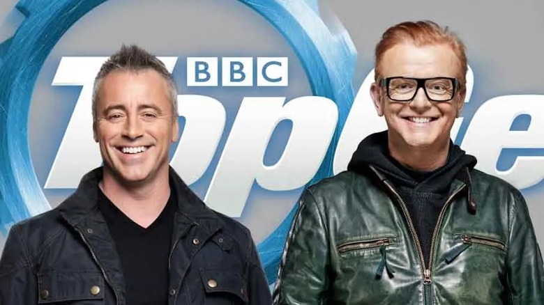 Chris Evans und Matt LeBlanc vor TopGear-Text