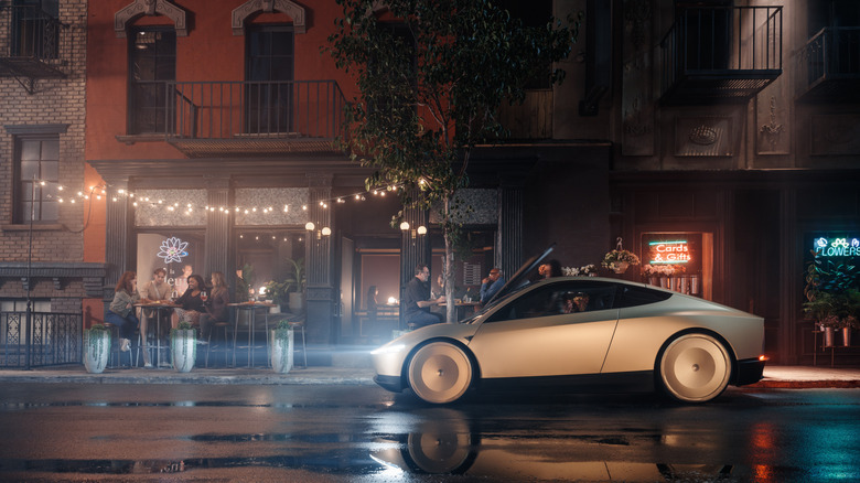 Tesla Cybercab bei Nacht