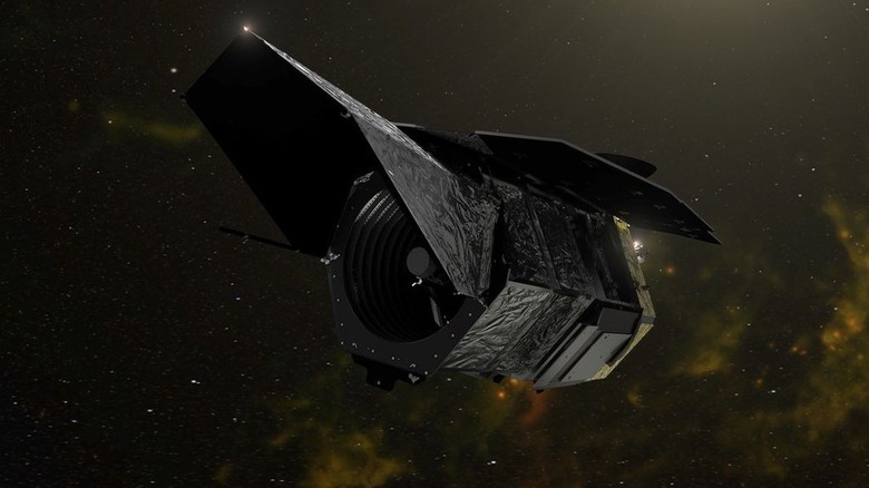 Künstlerische Darstellung des römischen Weltraumteleskops Nancy Grace im Weltraum