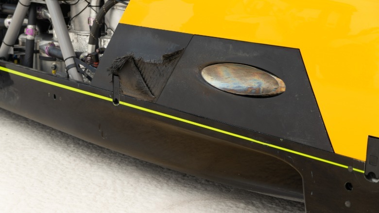 Der Auspuff des JCB Hydromax schmolz nach seiner Rekordfahrt mit Kohlefaser-Karosserie dahin