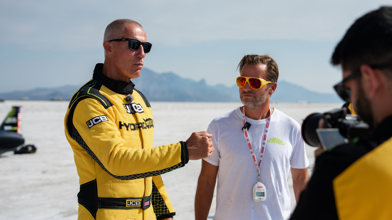 Andy Green spricht nach seiner Rekordfahrt im JCB Hydromax